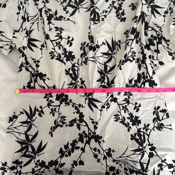 Zara Women's Floral Dress Black and White Cotton Size XL NWT - Picture 4 of 11